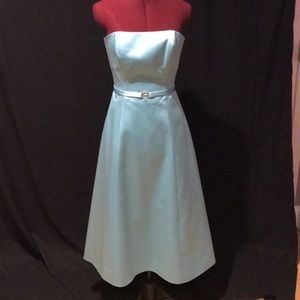 Beautiful turquoise tea length cocktail gown